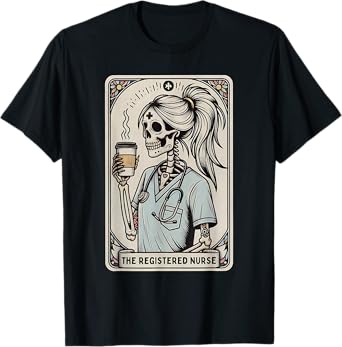 The Registered Nurse Tarot Card Skeleton Happy Halloween T-Shirt