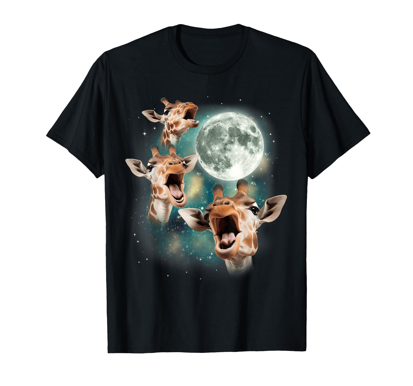 Three Giraffes Howling at Moon | 3 Savanna Wildlife Animals T-Shirt