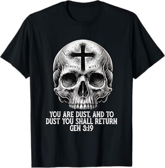 Memento Mori Catholic Crucifix Traditional Latin Mass Skull T-Shirt
