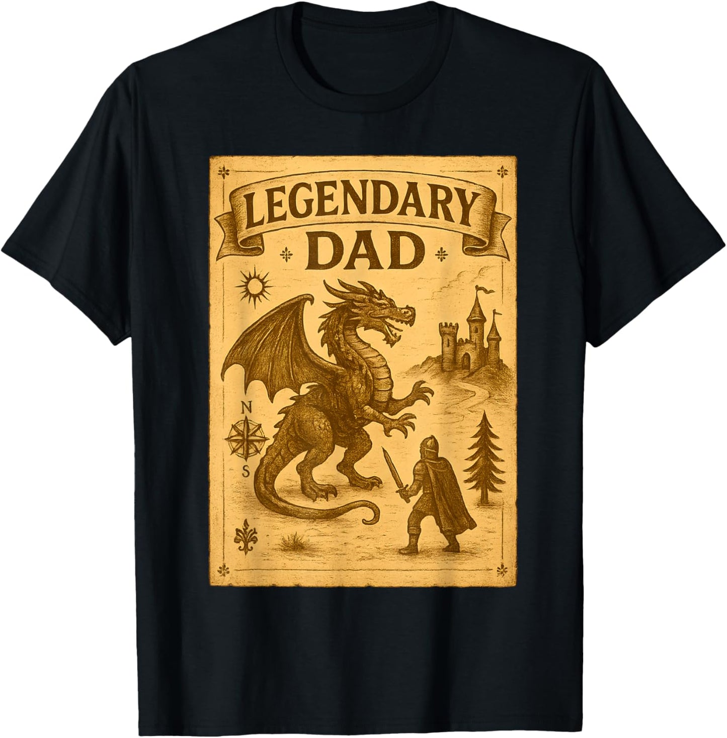 Legendary Dad Father's Day Vintage Medieval Fantasy Dragon T-Shirt
