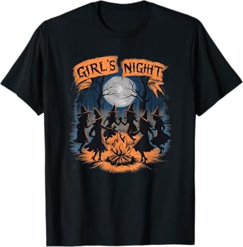 Girls' Night Witch Coven Halloween Design Spooky Fun Artwork T-Shirt