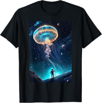 Trippy Astronaut Jellyfish Cosmic Space Aquarium Graphic T-Shirt