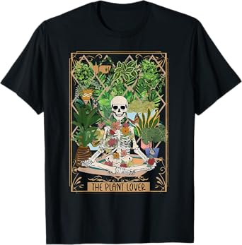 The Plant Lover Tarot Card Skeleton Spooky Season Halloween T-Shirt