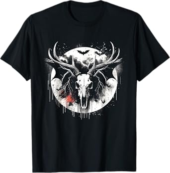 Deer Skull Bat - Creepy Deer Monster Halloween Lover T-Shirt