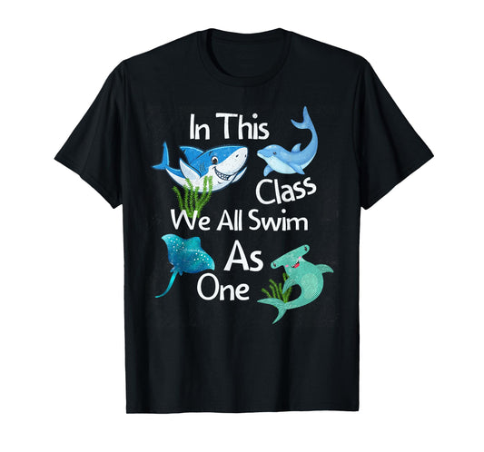 Back To School Shark Ocean Life Inclusive Elementary Teacher T-Shirt