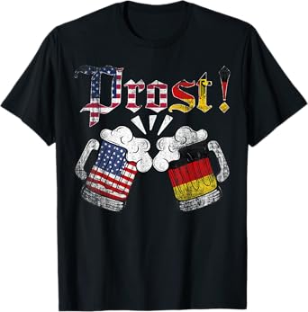 Prost Beer German American Flag Oktoberfest Mug for Men T-Shirt