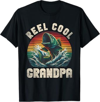 Reel Cool Grandpa Fishing Grandpa Fathers Day Fisherman Fish T-Shirt