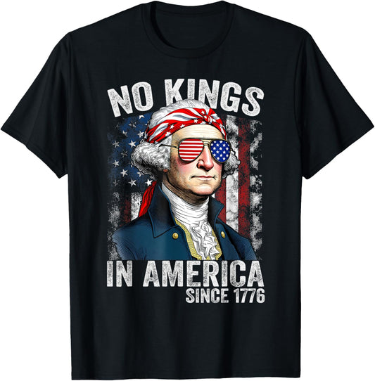 No Kings In America Since 1776 Distressed Usa Flag Vintage T-shirt