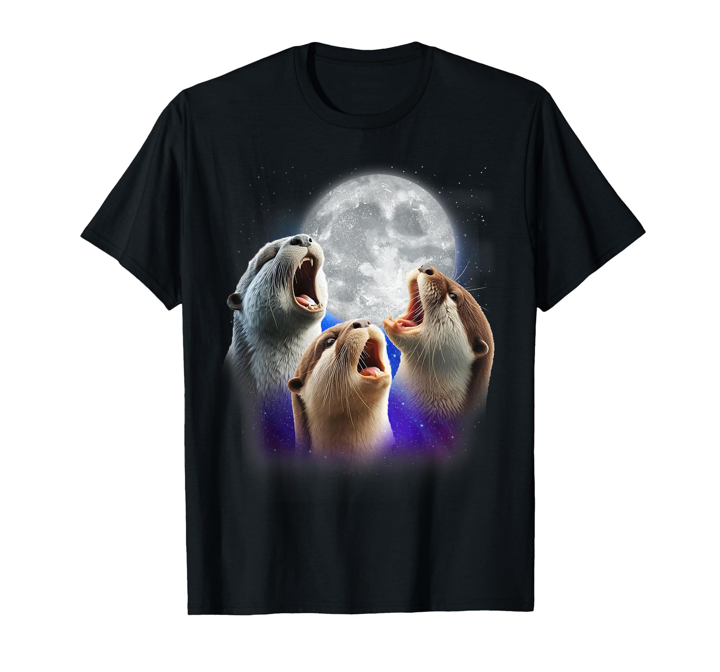 3 Otters Howling At The Moon Funny Sea Otter Animal Lover T-Shirt