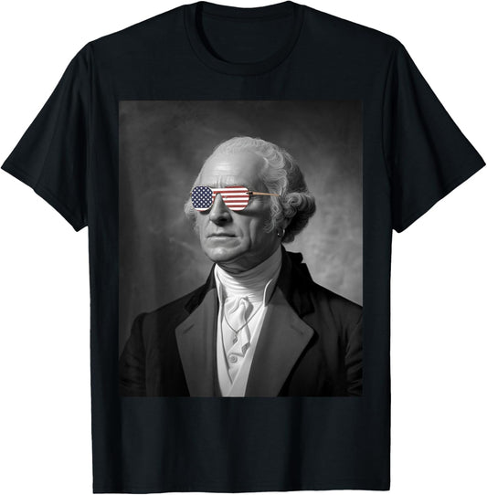 Modern George Washington Photo American Flag 4th Of July T-shirt