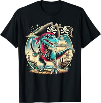 Pirate Dinosaur Tyrannosaurus Funny T-rex Halloween Costume T-Shirt