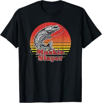 Muskie Slayer - Retro Vintage Look Muskellunge Fishing T-Shirt