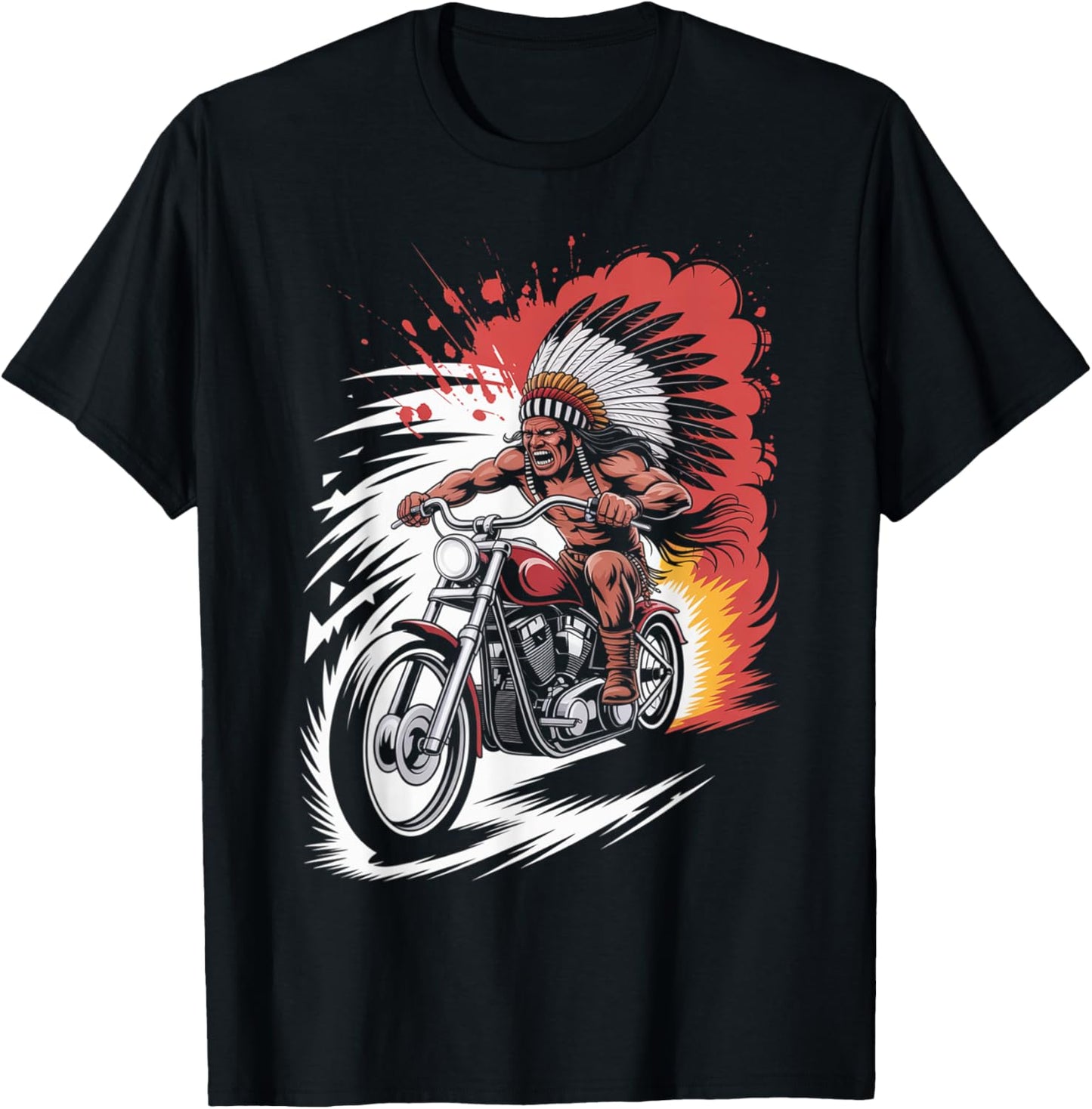 Native American Riding Biker Motorcycle Men Indian Rider T-Shirt