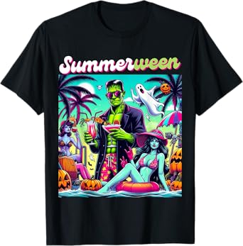 Happy Summerween Summer Halloween Holiday Beach Vibes Spooky T-Shirt