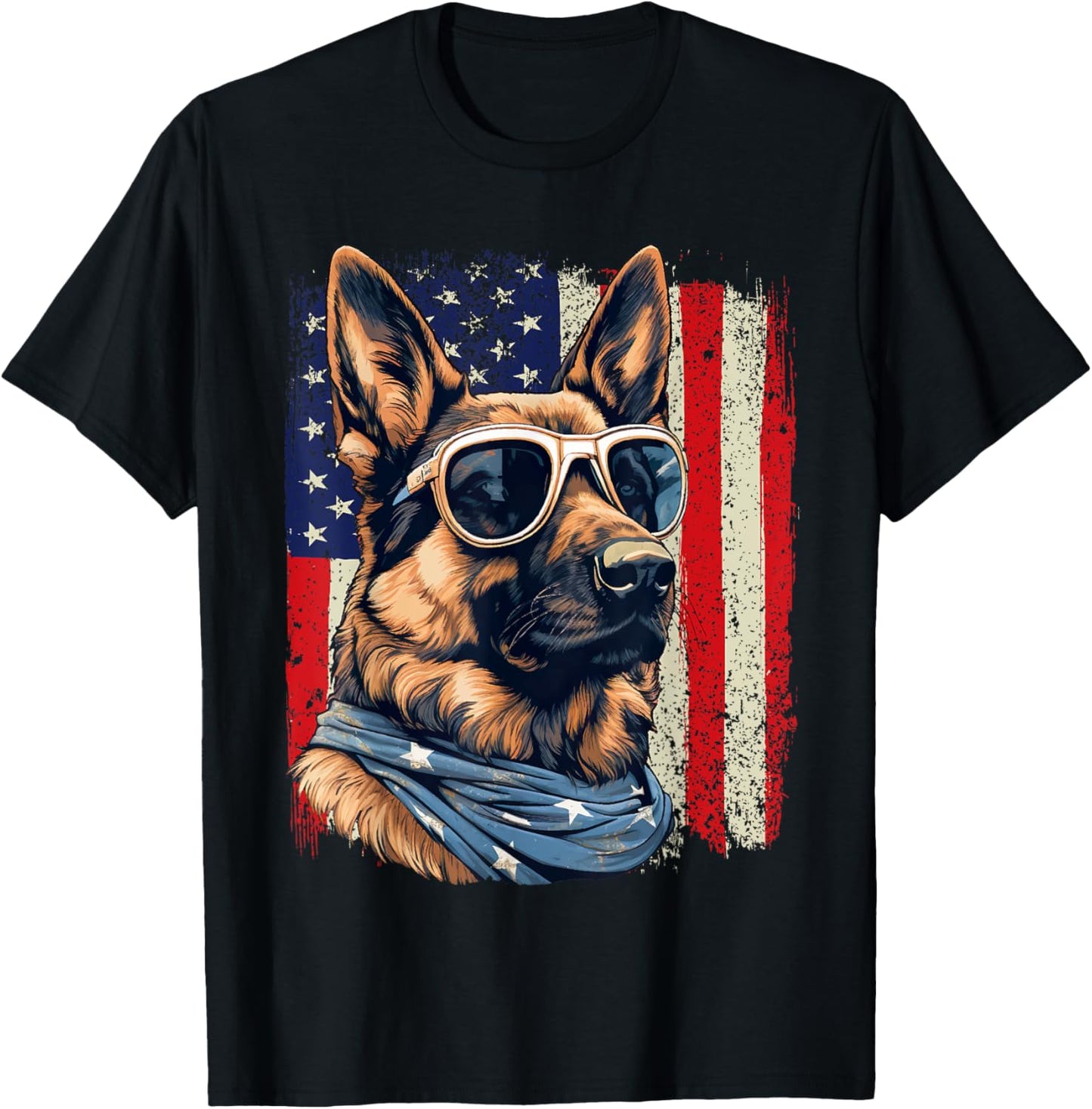 Patriotic German Shepherd American Flag 4th Of July Shepherd T-Shirt