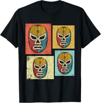 Vintage Lucha Libre Masks Funny Retro Mexican Luchador Mask T-Shirt