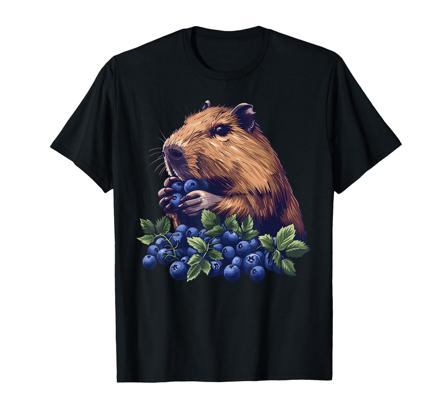 Blueberry Capybara Drawing Artwork Wildlife Blueberries T-Shirt