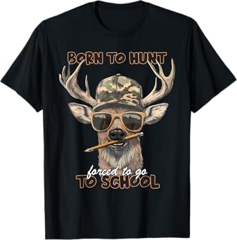 Forced to Go to School Deer Hunting Boy Camo T-Shirt