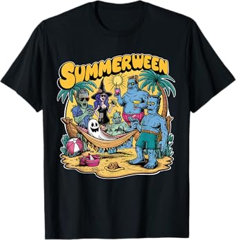 Happy Summerween Summer Halloween Holiday Beach Vibes Spooky T-Shirt