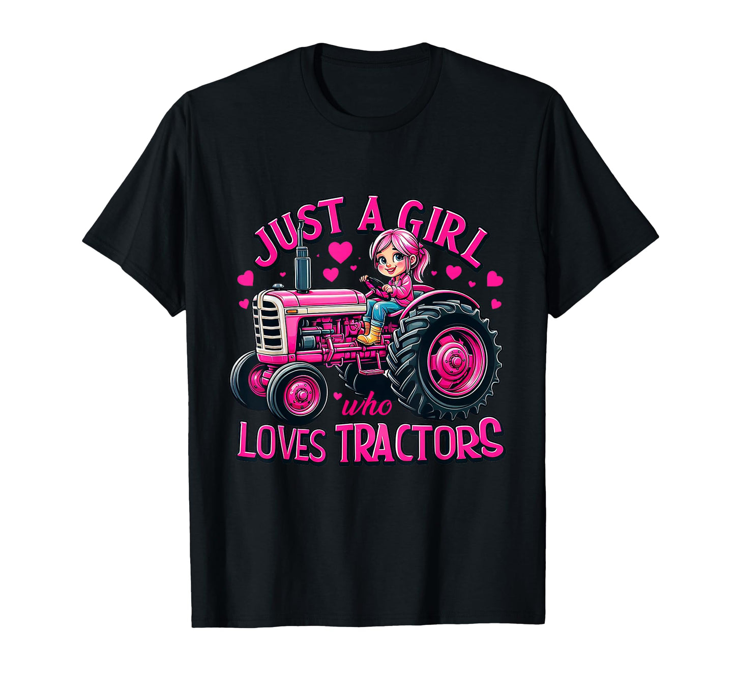 Pink Girl Farming Life - Just A Girl Who Loves Tractors T-Shirt