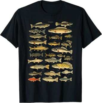 Types Of Freshwater Fish Species Fishing Graphic Tees T-Shirt