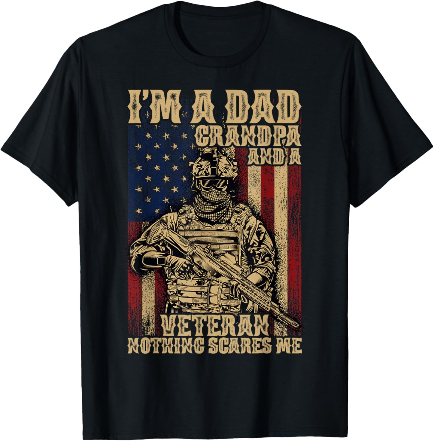 4th of July | USA Flag | I'm a Dad Grandpa and a Veteran T-Shirt