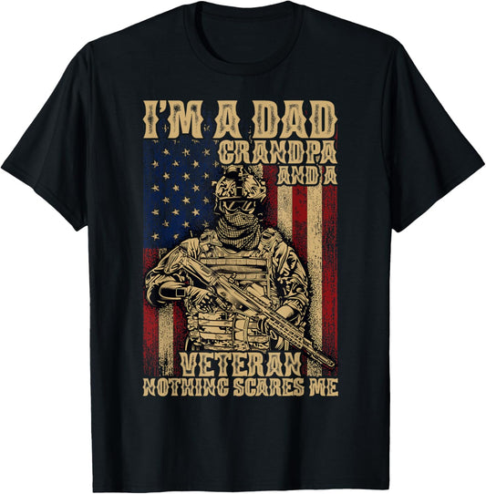 4th of July | USA Flag | I'm a Dad Grandpa and a Veteran T-Shirt