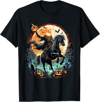 Pumpkin Headless Horseman Scary Halloween Tee T-Shirt