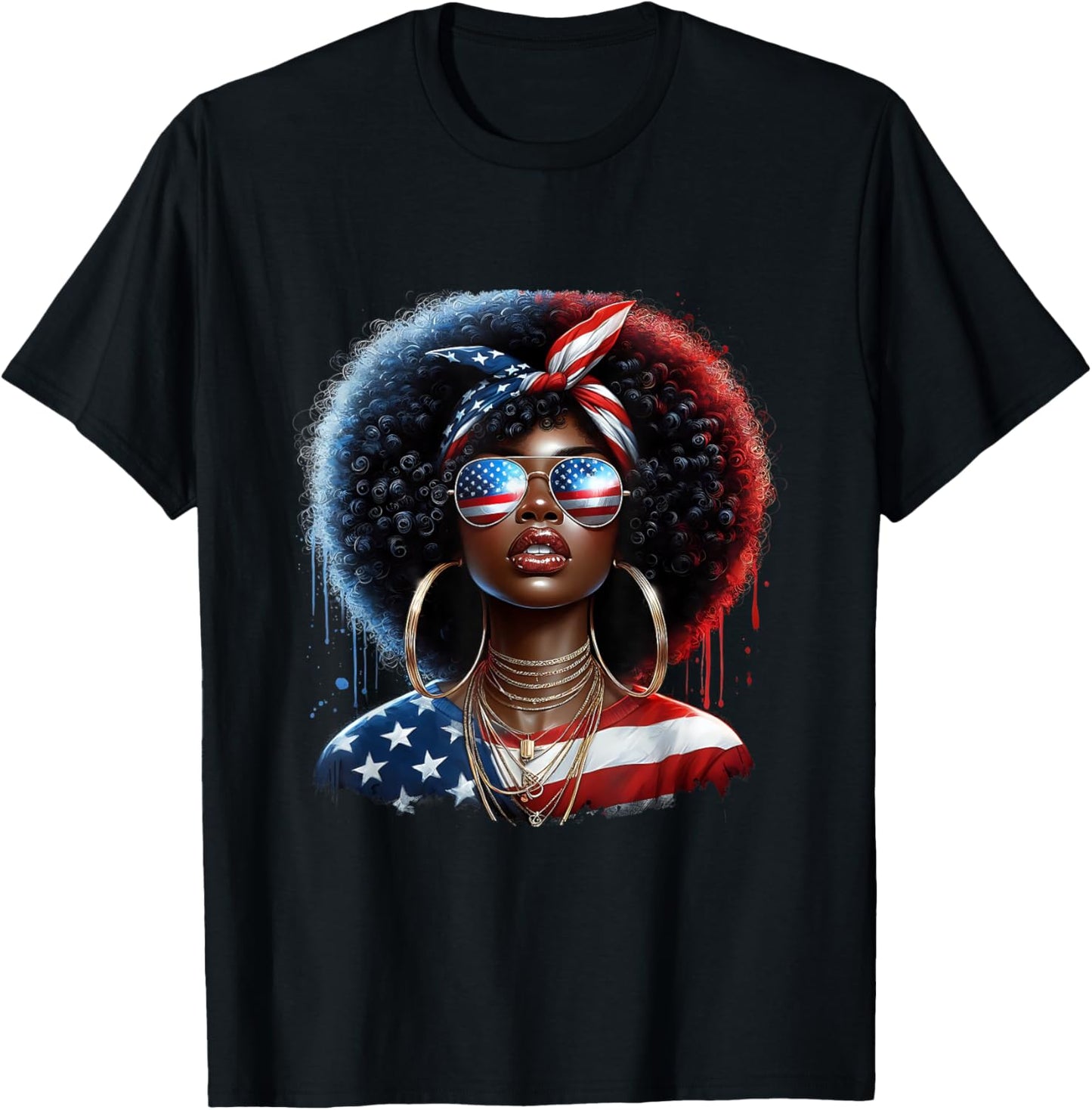 4th of July Freedom Black African American Women Afro T-Shirt