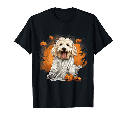 Goldendoodle Dog Ghost Funny Halloween Pumpkin For Dog T-Shirt
