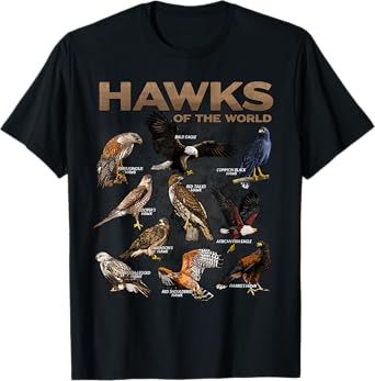 Hawks Animals of the World Educational Birds of Prey Birder T-Shirt