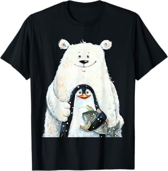 cute Polar bear and penguin bird fish lovers animal friends T-Shirt