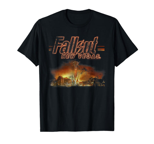 Fallout Video Game New Vegas Skyline Retro Souvenir Design T-Shirt - T-Shirt | Black