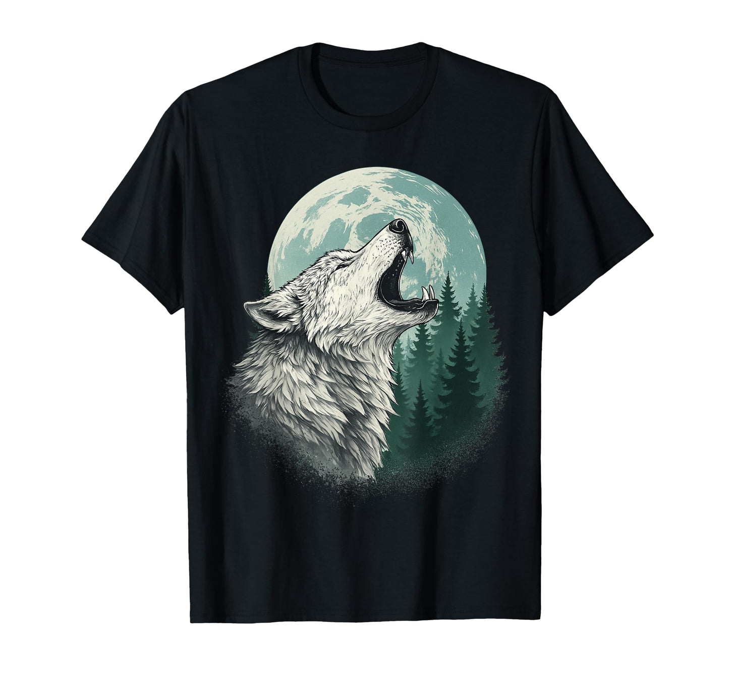 Wolf Howling at Moon Forest Wildlife Wolves Lovers T-Shirt
