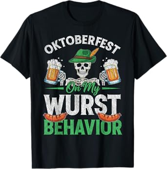 On My Wurst Behavior Funny German Oktoberfest Drinking Men T-Shirt