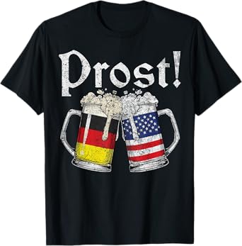Prost German American Flag Beer Mug Oktoberfest Drinking T-Shirt