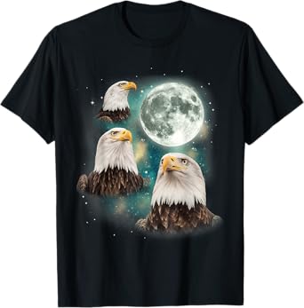 Three Bald-Eagles Moon | Funny Weird Cursed Meme T-Shirt