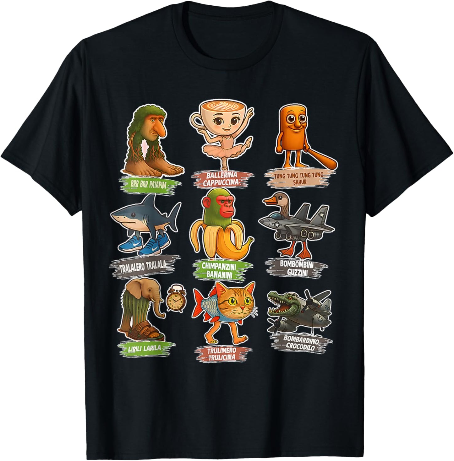 Retro Italian Brainrot Meme Funny All Brainrot Animals Humor T-Shirt