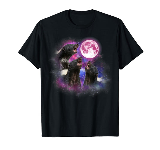 Skunk Howling At The Moon Wildlife colorful skunk tie dye T-Shirt
