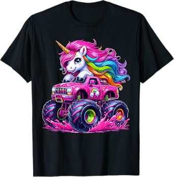 Unicorn Riding Monster Truck T-Shirt