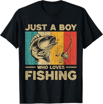 Funny Vintage Fishing Jokes Boys Fisherman Bass Fish T-Shirt