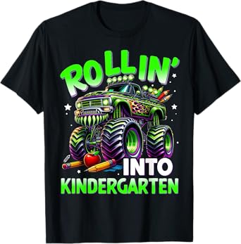 Rollin' Into Kindergarten Monster Truck Back to School Boys T-Shirt