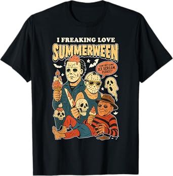 Vintage I Freaking Love Summerween Horror Halloween Summer T-Shirt