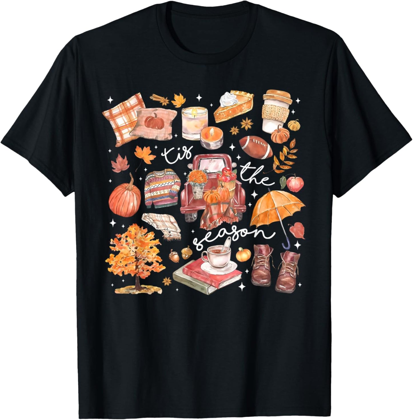 Tis The Season Pumpkin Autumn Fall Y'all Leaves Thanksgiving T-Shirt