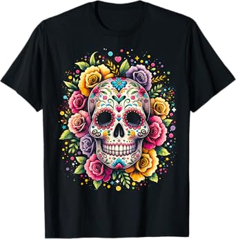 De Los Muertos Day of the Dead Sugar Skull Halloween Women T-Shirt
