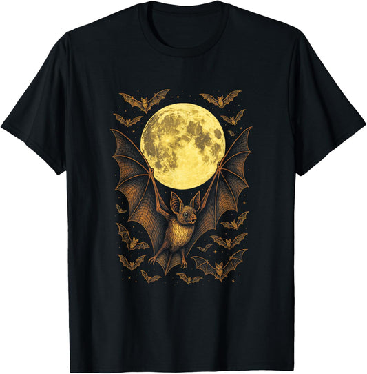 Bat Moon Halloween Gothic Spooky Nature Night T-Shirt
