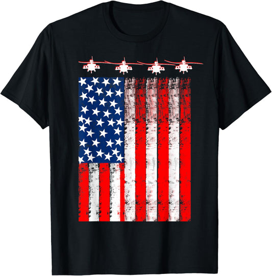 Veteran 4th Of July, Patriotic American Flag, Usa Helicopter T-shirt