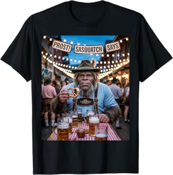 German Bigfoot Sasquatch Lederhosen Funny Oktoberfest 2025 T-Shirt
