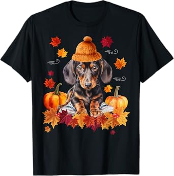 Dachshund Hello Autumn Leaf Fall For Dog Lover Men Women Girls Kids T-Shirt