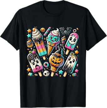 Vintage Horror Movie Summer Popsicle Halloween Summerween T-Shirt